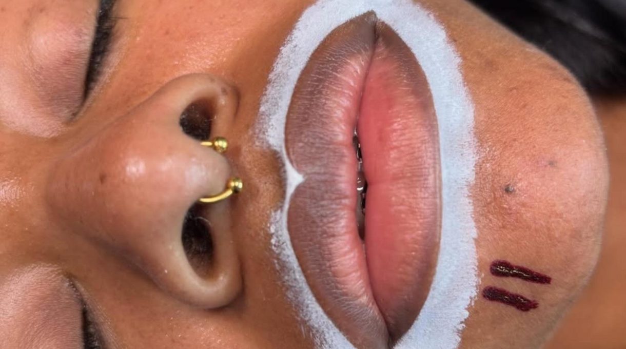 before and after lip liner tattoo