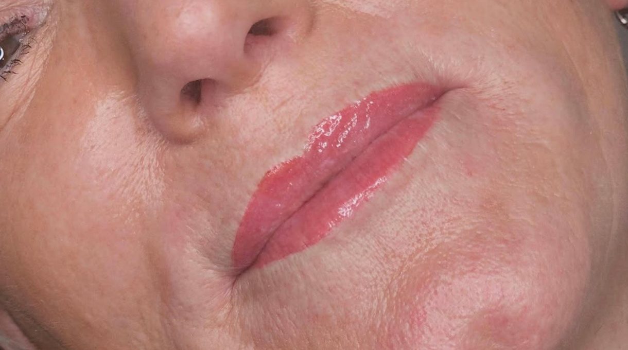 before and after lip liner tattoo