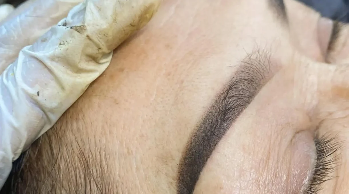 before and after ombre brow healing