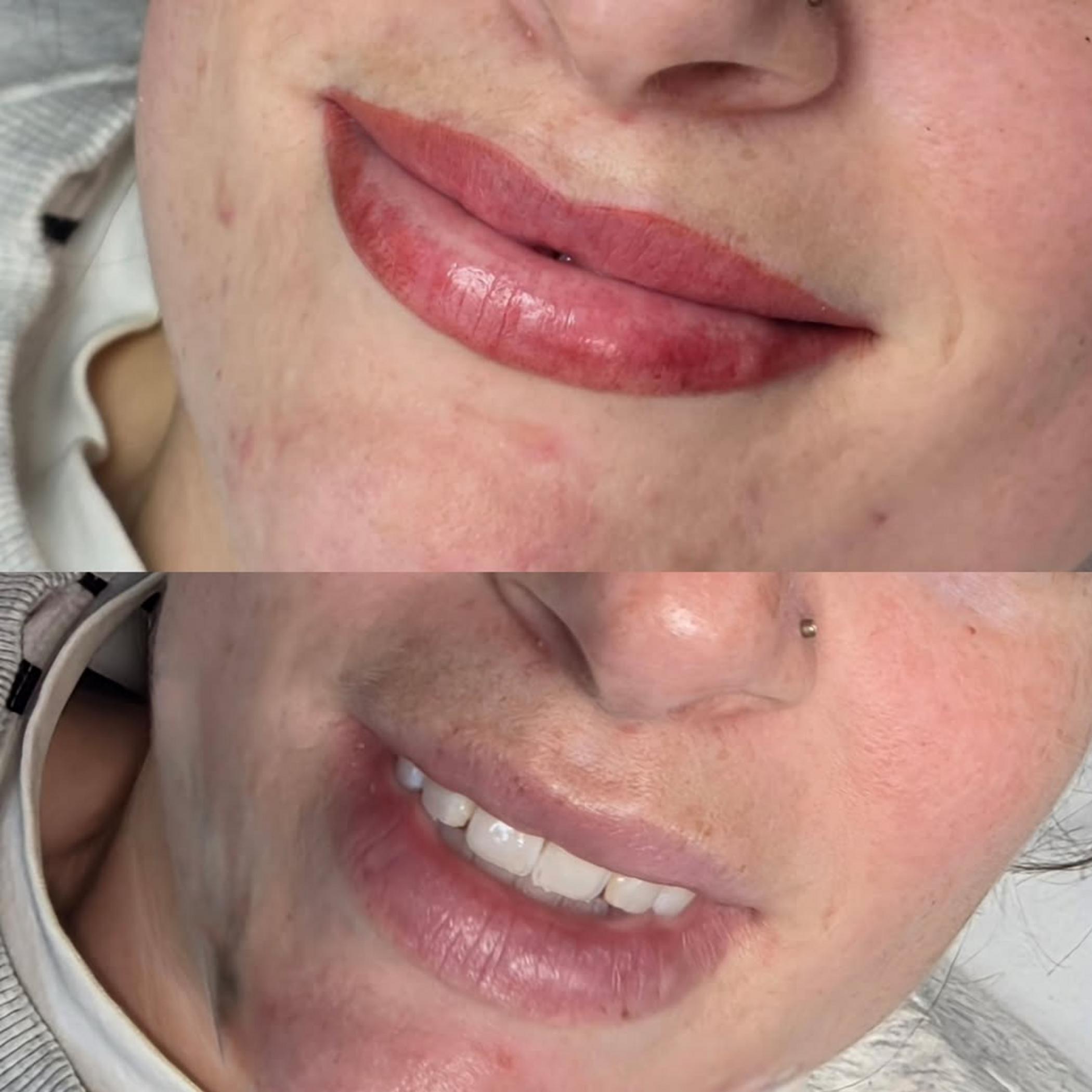 lip tattoo healing color fading