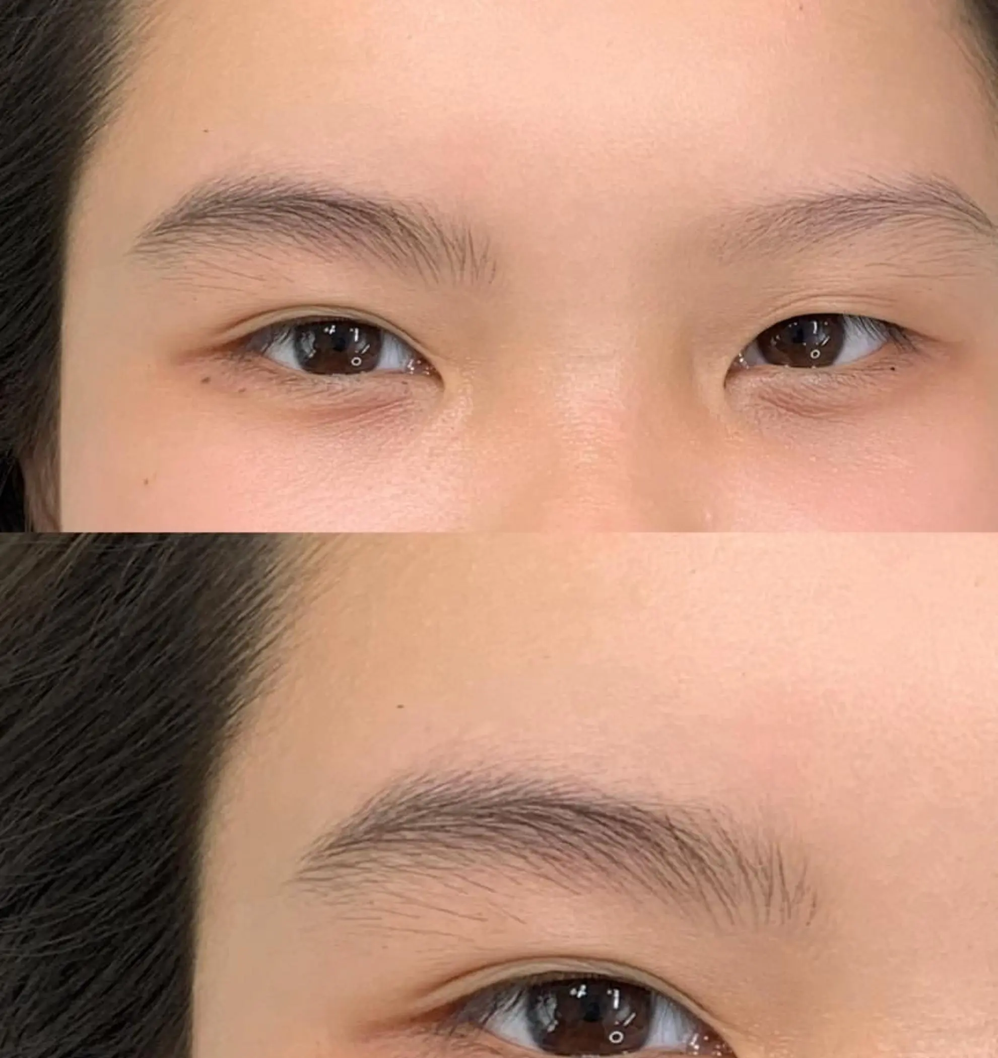 natural looking powder brows on client