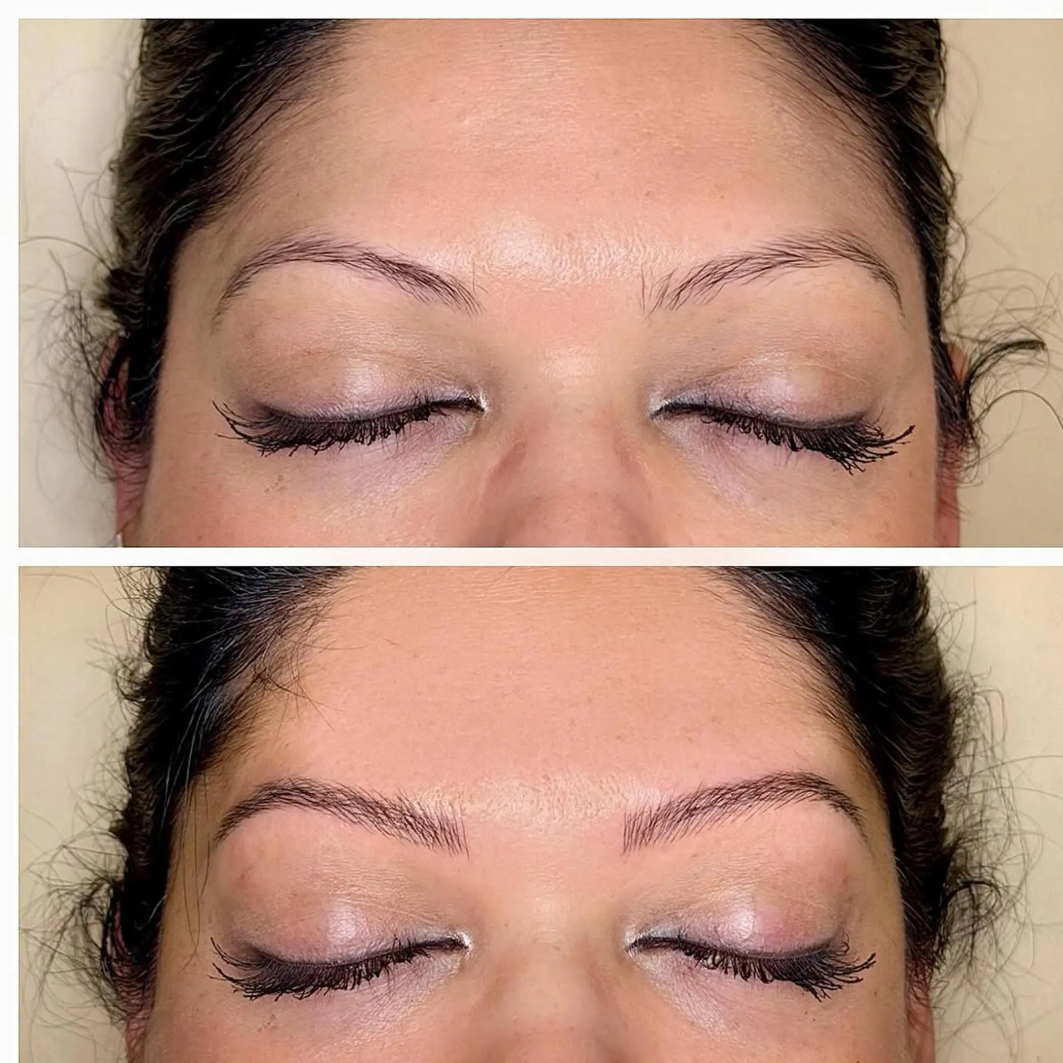 technician performing eyebrow microblading procedure