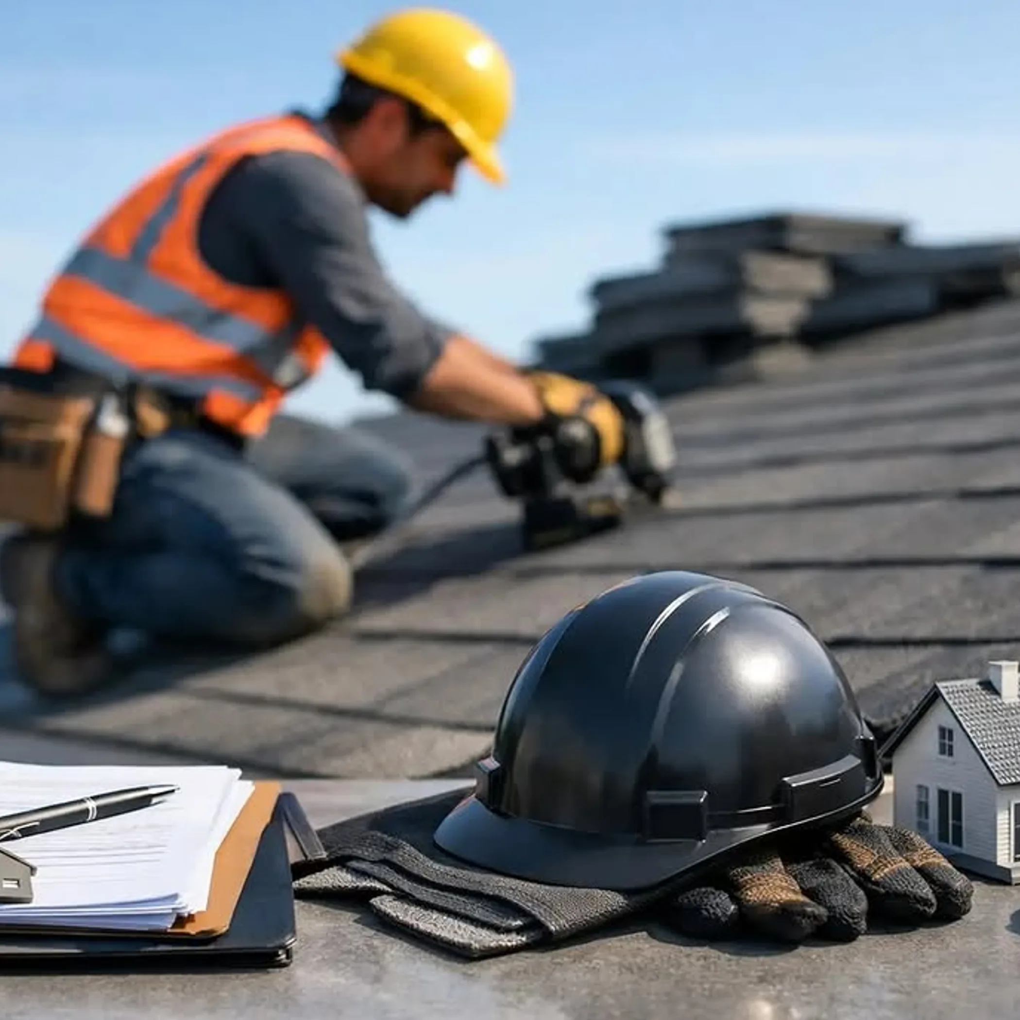 roof work with safety gear
