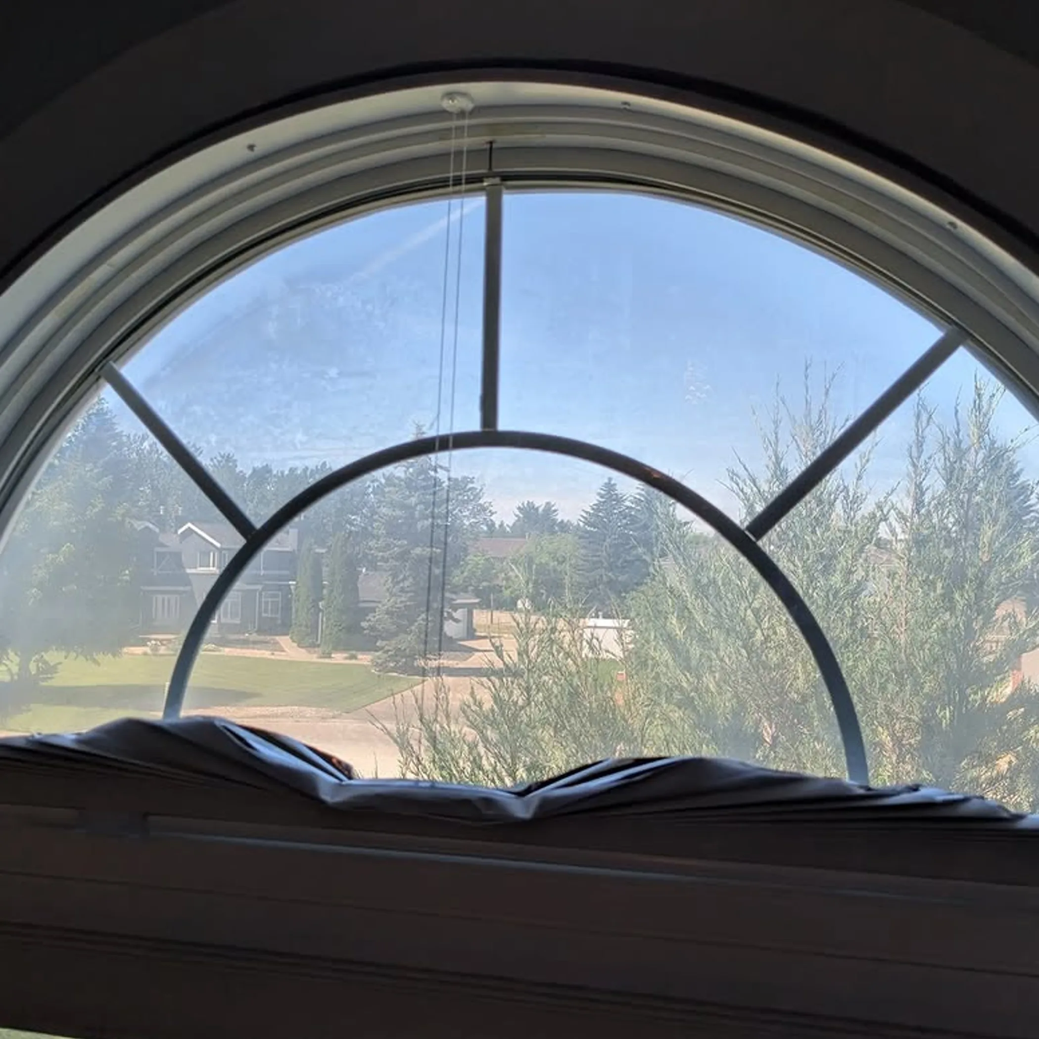 condensation-covered window panes